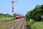 218 364 mit AS 1417 nach Niebüll, in Klanxbüll, 14.07.2014