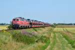 218 341-8 + 218 xxx mit AS 1438 Niebüll - Westerland(Sylt) am 14.07.2014 bei Lehnshallig.