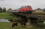 218 466-1 mit dem RE 27005 (Mühldorf-Passau Hbf) bei Anzenkirchen 4.10.14