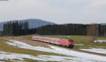 218 488-5 mit dem RE 57510 (München Hbf-Füssen) am Hopfensee 10.3.15