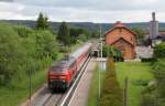 218 436-4 mit dem IRE 3220 (Ulm Hbf-Neustadt(Schwarzw)) bei Unadingen 31.5.15