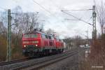 Lokzug mit 218 495 und 218 409 als Tfz 72130 von Freiberg nach Ulm, aufgenommen in Plauen am 24.02.2016