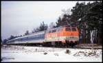 Umleiterverkehr auf der Sennebahn im Jahr 1994: Am 23.3.1994 kam um 14.24 Uhr 218146, die ehemalige City Bahn Lok, mit dem IR 2551 in Richtung Paderborn über die Sennebahn bei Schloss Holte.