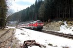 Eine 218er in der Hölle des Schwarzwaldes - IRE 3220 mit 218 427-3 hat gerade den ehm.