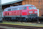Lok der BR 218 in Stralsund am ehm. Güterboden abgestellt. - 29.03.2016