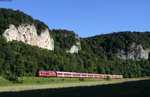 218 410-9 mit dem Lr 28683 (Tuttlingen-Ulm Hbf) bei Fridingen 23.6.16