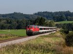 Die 218 401 und die 218 433 mit einem EC nach Zürich am 24.09.2016 unterwegs bei Freibolz.