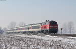 218 430-7 mit dem EC 193 (Basel SBB-München Hbf) bei Buchloe 22.1.17