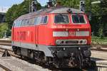 218 429-9 rangiert am 15.8.2017 aus dem Münchener Hauptbahnhof.