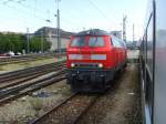 218 472 in Mnchen Hauptbahnhof am 02.08.2007 - aus einem ALEX heraus fotografiert (bei der Einfahrt) 