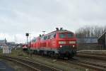 218 372-1 und eine weitere 218 von DB AutoZug Sylt Shuttle rangieren am 05.04.2008 in Westerland