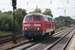 218 102-2 fuhr als Lz am 18.08.2009 in Richtung Seelze.Fotografiert am S-Bahnhof Dedensen/Gmmer.