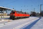 In Riesa warten am 4.12.2010 218 272-3 und 218 249-1 der DB Fahrwegdienste auf neue Aufgaben.