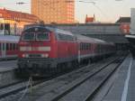 Am 27.12.2011 kam gerade 218 492-7 aus Fssen im Mnchner HBF an.