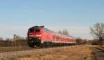 218 493 mit RE 57412 bei Wiedergeltingen,06.01.2014