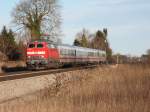 218 456 mit IC 2085 in Pforzen,06.01.2014