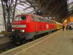 MEG 304 mit dem Funkmesswagen 60 80 09-24 200-9 296.3 und der MEG 803, am 25.11.2014 in Leipzig Hbf.