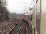 Am 08.12.13 fuhr der Wartburg-Express von Saalfeld/Saale nach Eisenach mit 219 084. Die 41 1144 hatte einen technischen defekt. Hier ein Bild aus dem Zug kurz vor Großschwabhausen.