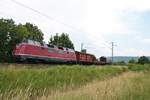 Museuemseisenbahn Hamm V200 033 mit drei historischen Güterwagen am 10.06.18 bei Gau Algesheim 