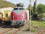 Die Diesellokomotive V 200 017 am 25. Oktober 2019 im Eisenbahnmuseum Bochum.