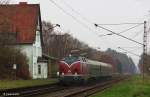 DB V200 007 (Baujahr 1956, Mak) vom Verkehrsmuseum Nürnberg, betreut durch HEL Historische Eisenbahnfahrzeuge Lübeck e.V., hier vor Nostalgiezug  Lübecker Hanse  als Sonderzug von