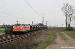 221 135-7 der Bocholter Eisenbahn kommt mit ihrem leeren Schotterzug zurck
Hier auf der Fahrt nach Misburg (Ahlten 08.04.10) 