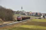 V270.10 (92 80 1221 124-1 D-SGL) mit Schotterzug 92188 am 23.03.2013 in Gebenbach (Strecke Amberg - Schnaittenbach)