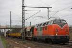 RTS 221 134 zog am 16.4.13 einen Bauzug durch Ratingen-Lintorf.