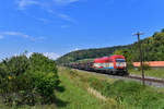 223 031 mit einem Holzzug am 19.08.2018 bei Seebach.