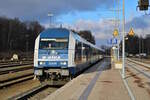 alex 223 081 erreicht mit dem RE von Hof nach München den Bahnhof Marktredwitz. (26.02.2023)