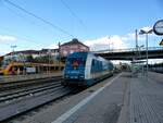 Alex 223 067 kurz vor dem andocken an den Zug in Regensburg am 22.10.2023