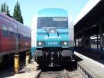 Auge in Auge mit 223 065 die soeben mit Alex aus Mnchen Lindau Hbf erreicht hat. (Bild wurde auf dem Bahnbergang zwischen den Bahnsteigen gemacht! Das Betreten der Gleise ist strengstens verboten!) 29.06.08