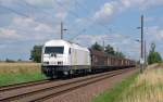 223 156 zog am 11.07.12 einen Enercon-Zug von Riesa kommend durch Radegast Richtung Leipzig.