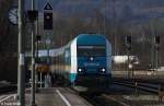 Arriva / ALEX 223 066 vor ALX 355 Mnchen - Prag, KBS 875 Schwandorf - Furth i. Wald, fotografiert bei der Einfahrt in den Bhf. Furth im Wald am 16.01.2011 