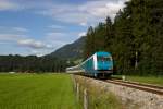 223 069 mit dem ALX 84170 (München Hbf - Oberstdorf) in Langenwang (Schwab) am 08.08.14  