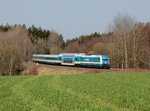 Die 223 063 mit einem ALEX nach München am 02.04.2016 unterwegs bei Oberteich.