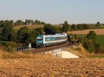Die 223 069 mit einem ALEX nach Hof am 26.08.2016 unterwegs bei Lengenfeld.