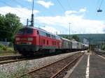 Am 16.Juni 2007 fuhr der  Unkrautspritzzug  durch den Bahnhof Aalen. Hier schob die Br.225 031-4  Railion  hinten am  Unkrautspritzzug  mit.
