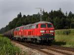 Die 225 094 und die 225 030 am 25.08.2009 mit einem Kesselwagenzug bei der Einfahrt in Tling. 