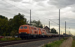 225 015 und 225 099, alias BBL 19 und BBL 17, schleppten am 30.09.16 einen Schwellenzug durch Braschwitz Richtung Halle(S).