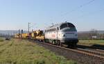 227 007-2 STRABAG mit Bauzug bei Retzbach-Zellingen am 28.03.2017