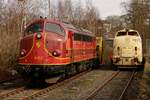 NOHAB MY1155 Altmark-Rail und rechts V200 077 in Hattingen an der Ruhr, am 18.03.2018.