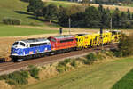 Altmark-Rails NoHAB 227 007 & 227 010 mit STRABAG Stopfpress von der Nassachtalbrücke 17.10.2021
