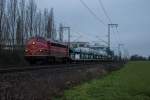 Nohab 1149 (227 008) mit einem leeren Autozug am 2. Januar 2016 in Regensburg-Burgweinting.