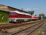 Reichsbahnflair pur in Chemnitz: 132 426 und 118 141 stehen auf dem Abstellgleis im Bahnbetriebswerk Chemnitz-Hilbersdorf und warten auf die nächsten Einsätze.
Die Tatsache, dass 132 426 die Lackierungsvariante von 1979 trägt, während 118 141 eine Lackierung hat, die spätestens Mitte der 1970er Jahre verschwunden war, holt uns zurück in die Gegenwart. Das Foto entstand 2021 und nur die 132 426 wartet auf den nächsten Einsatz für die Nossen-Riesaer-Eisenbahn-Companie. 118 141 gehört zum Bestand des Sächsischen Eisenbahnmuseums Chemnitz.