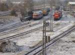 MEG203 , MEG103 und MEG105 und eine V60 der RBB am 23.12.2007 in Nordhausen