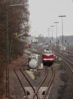 Am 22.11.13 brachte die 118 770 der MTEG mit einer INTEGRO ER 20 einen Kesselzug nach Marktredwitz. Hier zusehen beim Tanken.