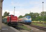 Rennsteigbahn 213 334-6 + 228 758-9 am 18.07.2015 bei der Wochenendruhe in Ilmenau.