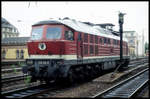 DB 232100 rangiert hier am 10.9.1994 solo im HBF Erfurt.