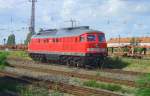 232 535-5 kommt gerade aus dem Railion Kombiwerk Magdeburg-Rothensee und fhrt Richtung MD Hbf. Fotografiert am Haltepunkt MD-Eichenweiler am 05.08.08